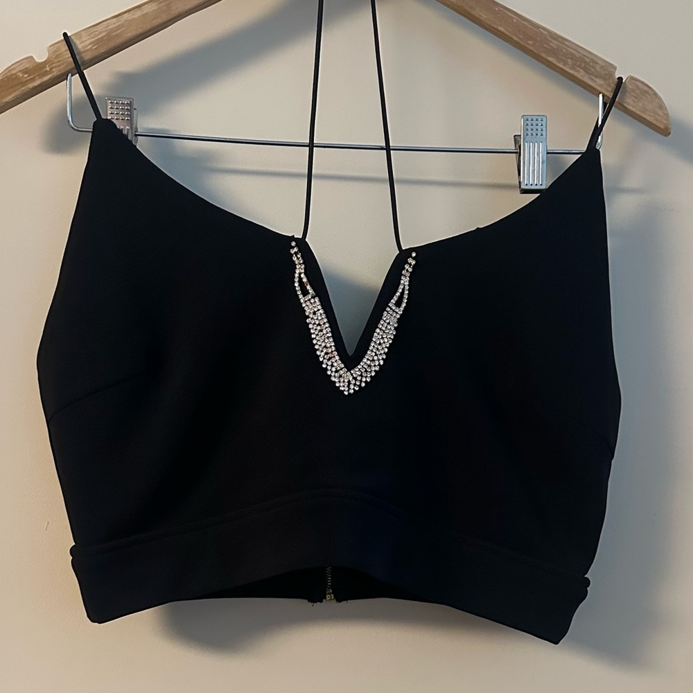 Black Embellished Crop Top